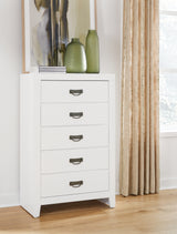 Binterglen California King Panel Bed with Mirrored Dresser, Chest and Nightstand in White from Ashley - Luna Furniture
