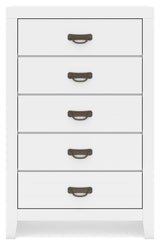 Binterglen Full Panel Bed with Mirrored Dresser, Chest and 2 Nightstands in White from Ashley - Luna Furniture