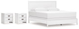 Binterglen King Panel Bed with 2 Nightstands in White from Ashley - Luna Furniture
