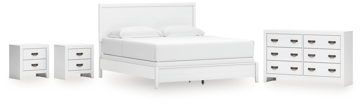Binterglen King Panel Bed with Dresser and 2 Nightstands in White from Ashley - Luna Furniture