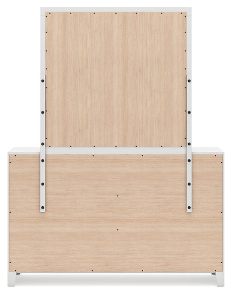 Binterglen King Panel Bed with Mirrored Dresser and 2 Nightstands in White from Ashley - Luna Furniture