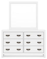 Binterglen Queen Panel Bed with Mirrored Dresser and Chest in White from Ashley - Luna Furniture