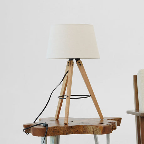 Birch Three Legged Wooden Bar Table Lamp - Natural - Black from Ashcroft Furniture - Luna Furniture