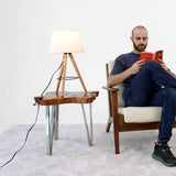 Birch Three Legged Wooden Bar Table Lamp - Natural - Black from Ashcroft Furniture - Luna Furniture