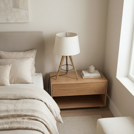 Birch Three Legged Wooden Bar Table Lamp - Natural - Black from Ashcroft Furniture - Luna Furniture