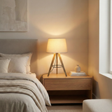 Birch Three Legged Wooden Bar Table Lamp - Natural - Black from Ashcroft Furniture - Luna Furniture
