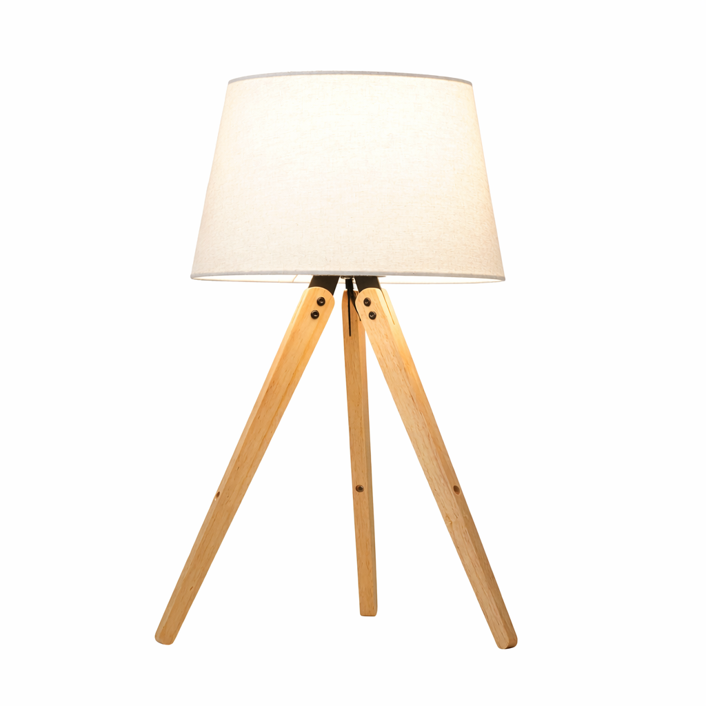 Birch Three Legged Wooden Bar Table Lamp - Natural - Black from Ashcroft Furniture - Luna Furniture