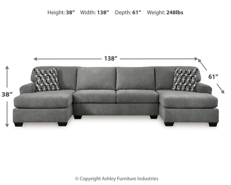 Birkdale Court Gray 3-Piece Double Chaise Sectional from Ashley - Luna Furniture
