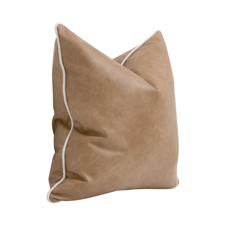 The Not So Basic 22" Essential Pillow in Ivanhoe Toast, Performance Bisque French Linen Piping, Set of 2 from Essentials For Living - Luna Furniture