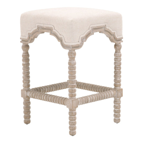 Rue Counter Stool in Performance Bisque French Linen, Natural Gray Ash from Essentials For Living - Luna Furniture
