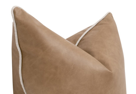 The Not So Basic 22" Essential Pillow in Ivanhoe Toast, Performance Bisque French Linen Piping, Set of 2 from Essentials For Living - Luna Furniture