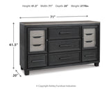 Foyland California King Panel Storage Bed with Dresser in Black/Brown from Ashley - Luna Furniture