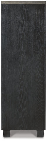 Foyland California King Panel Storage Bed with Mirrored Dresser, Chest and 2 Nightstands in Black/Brown from Ashley - Luna Furniture