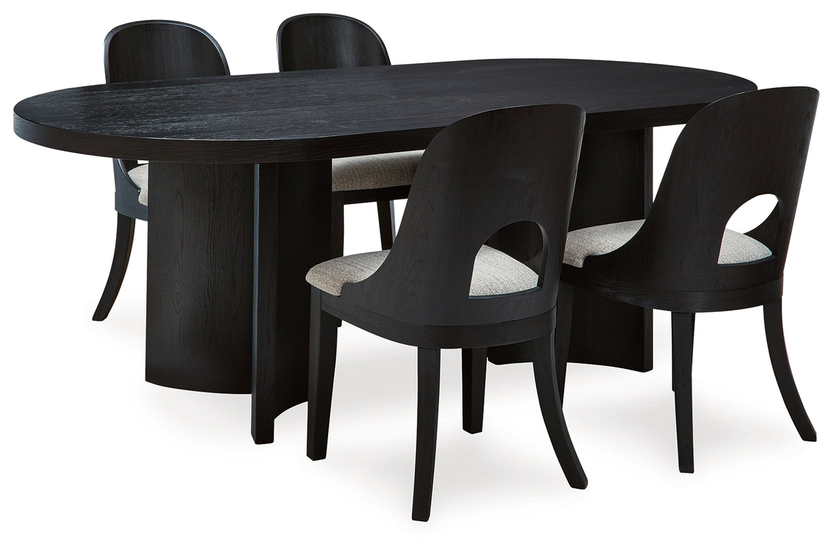 Rowanbeck Dining Table and 4 Chairs in Black from Ashley - Luna Furniture