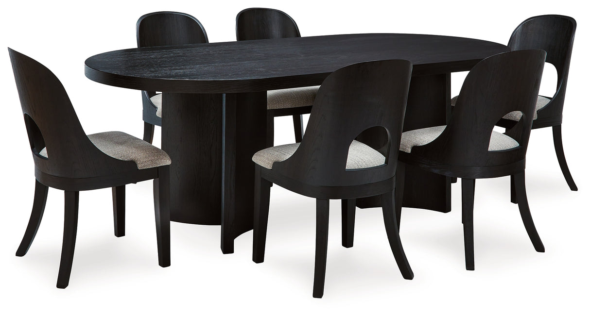 Rowanbeck Dining Table and 6 Chairs in Black from Ashley - Luna Furniture