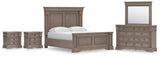 Blairhurst Light Grayish Brown California King Panel Bed with Mirrored Dresser and 2 Nightstands from Ashley - Luna Furniture