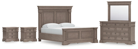 Blairhurst Light Grayish Brown California King Panel Bed with Mirrored Dresser and 2 Nightstands from Ashley - Luna Furniture