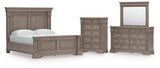 Blairhurst Light Grayish Brown California King Panel Bed with Mirrored Dresser and Chest from Ashley - Luna Furniture