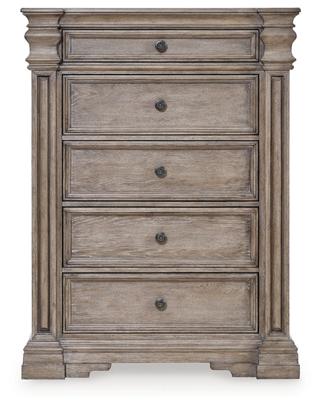 Blairhurst Light Grayish Brown California King Panel Bed with Mirrored Dresser and Chest from Ashley - Luna Furniture
