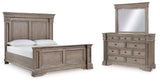 Blairhurst California King Panel Bed with Mirrored Dresser in Light Grayish Brown from Ashley - Luna Furniture