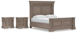 Blairhurst Light Grayish Brown King Panel Bed with 2 Nightstands from Ashley - Luna Furniture