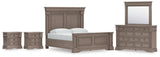 Blairhurst Light Grayish Brown King Panel Bed with Mirrored Dresser and 2 Nightstands from Ashley - Luna Furniture