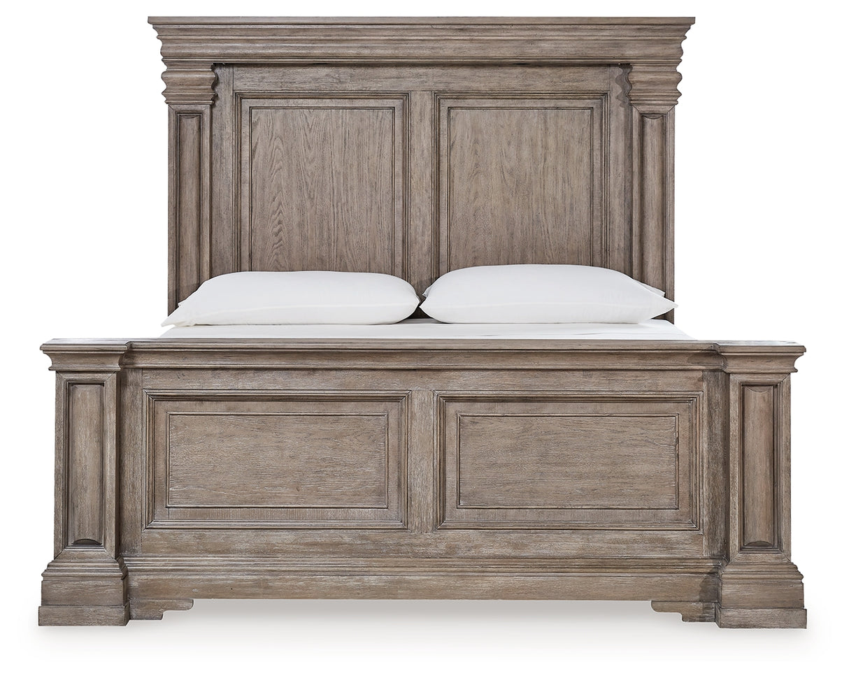 Blairhurst Light Grayish Brown King Panel Bed with Mirrored Dresser and 2 Nightstands from Ashley - Luna Furniture