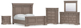 Blairhurst King Panel Bed with Mirrored Dresser, Chest and Nightstand in Light Grayish Brown from Ashley - Luna Furniture