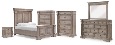 Blairhurst Light Grayish Queen Panel Bed, 2 Chests and 2 Nightstands from Ashley - Luna Furniture