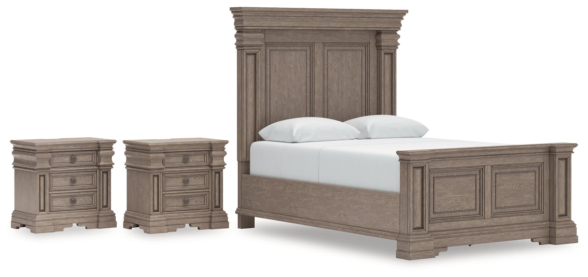 Blairhurst Light Grayish Brown Queen Panel Bed with 2 Nightstands from Ashley - Luna Furniture