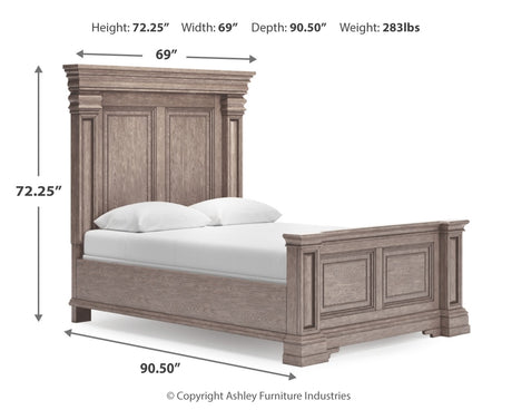 Blairhurst Queen Panel Bed with Mirrored Dresser and 2 Nightstands in Light Grayish Brown from Ashley - Luna Furniture