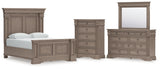 Blairhurst Queen Panel Bed with Mirrored Dresser and Chest in Light Grayish Brown from Ashley - Luna Furniture