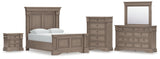 Blairhurst Queen Panel Bed with Mirrored Dresser, Chest and Nightstand in Light Grayish Brown from Ashley - Luna Furniture