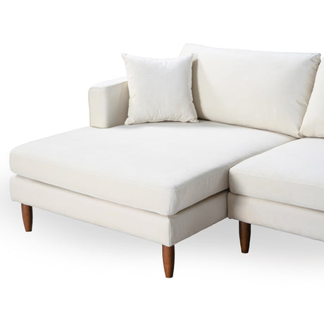 Blake Cream Velvet L-Shaped Left Facing Sectional Sofa from Midinmod - Luna Furniture
