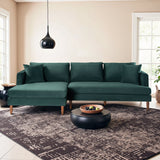 Blake Dark Green Velvet L-Shaped Left Facing Sectional Sofa from Midinmod - Luna Furniture