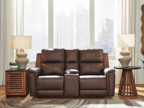 Bleckley Espresso Power Reclining Loveseat with Console from Ashley Furniture - Luna Furniture