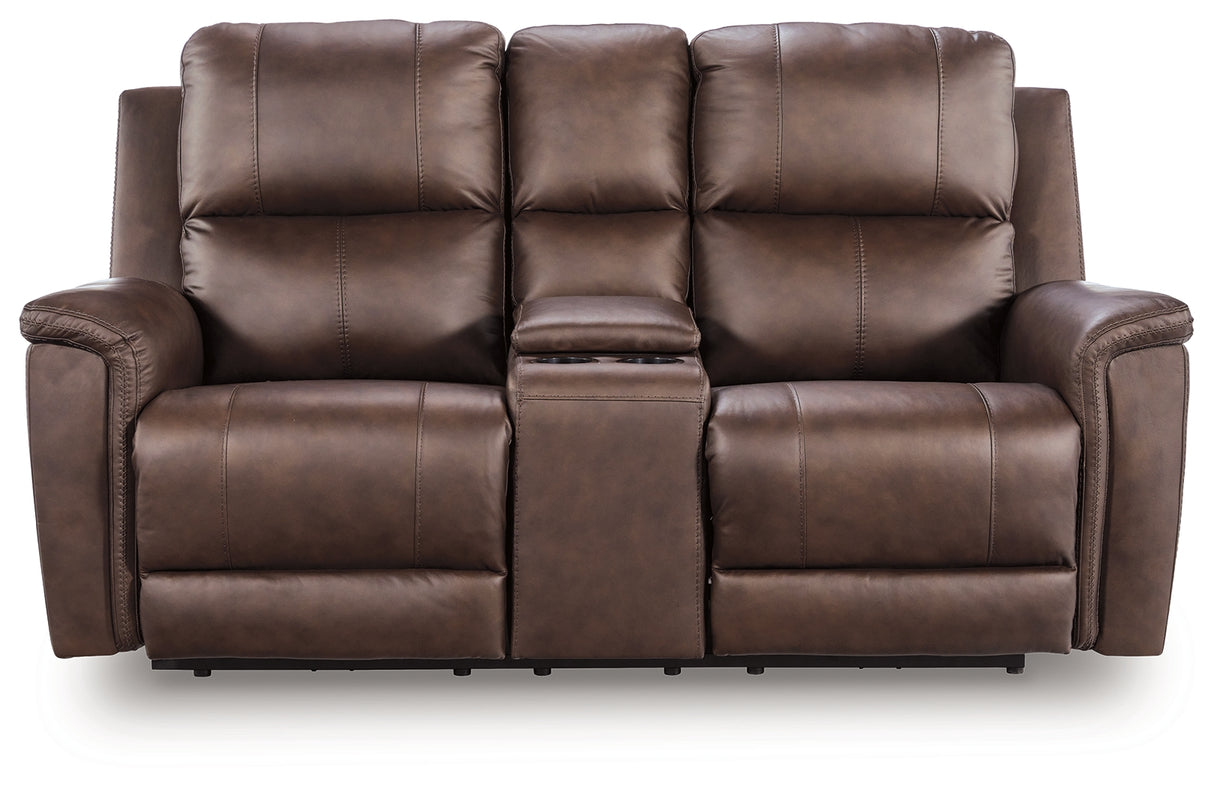 Bleckley Espresso Power Reclining Loveseat with Console from Ashley - Luna Furniture