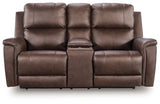 Bleckley Espresso Power Reclining Loveseat with Console from Ashley - Luna Furniture