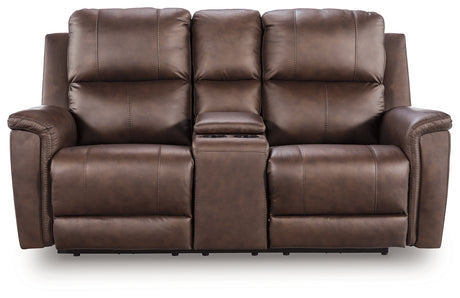 Bleckley Espresso Power Reclining Loveseat with Console from Ashley - Luna Furniture