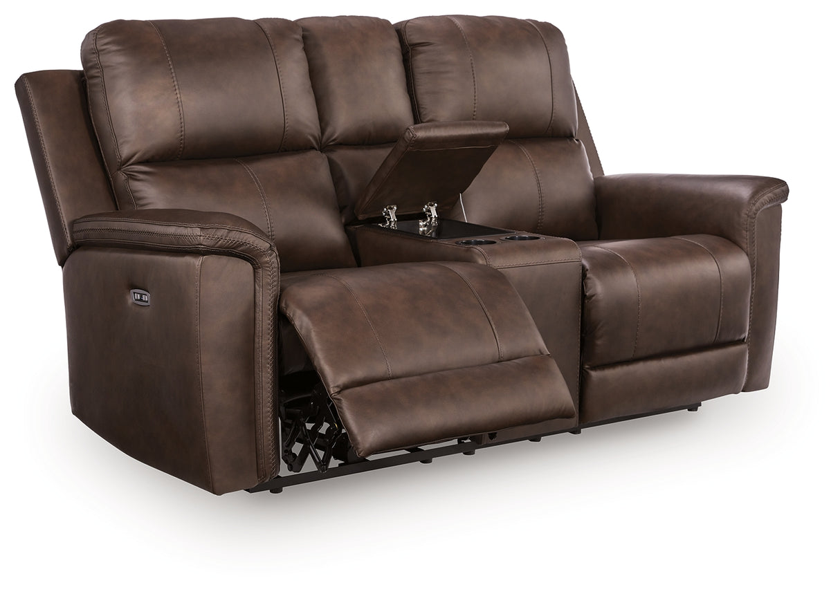 Bleckley Espresso Power Reclining Loveseat with Console from Ashley - Luna Furniture