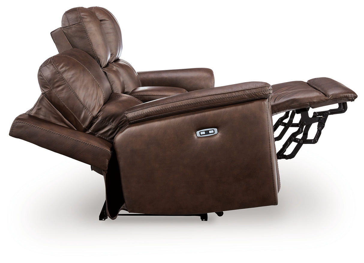 Bleckley Espresso Power Reclining Loveseat with Console from Ashley - Luna Furniture