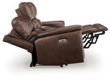 Bleckley Espresso Power Reclining Loveseat with Console from Ashley - Luna Furniture