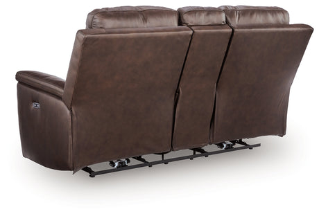 Bleckley Espresso Power Reclining Loveseat with Console from Ashley - Luna Furniture
