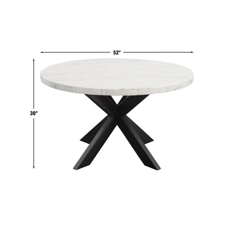 Xena 52-inch Round Dining Table, White Marble Top from Steve Silver - Luna Furniture
