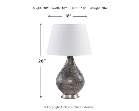 Bluacy 2-Piece Table Lamp Set in Antique Gray from Ashley - Luna Furniture