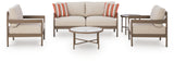 Bluff Trail Beige Outdoor Love/Chairs/Tables Set (Set of 5) from Ashley - Luna Furniture