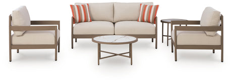 Bluff Trail Beige Outdoor Love/Chairs/Tables Set (Set of 5) from Ashley - Luna Furniture