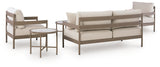 Bluff Trail Beige Outdoor Love/Chairs/Tables Set (Set of 5) from Ashley - Luna Furniture