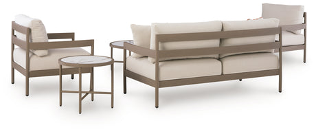 Bluff Trail Beige Outdoor Love/Chairs/Tables Set (Set of 5) from Ashley - Luna Furniture