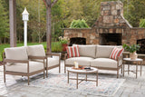Bluff Trail Beige Outdoor Love/Chairs/Tables Set (Set of 5) from Ashley - Luna Furniture